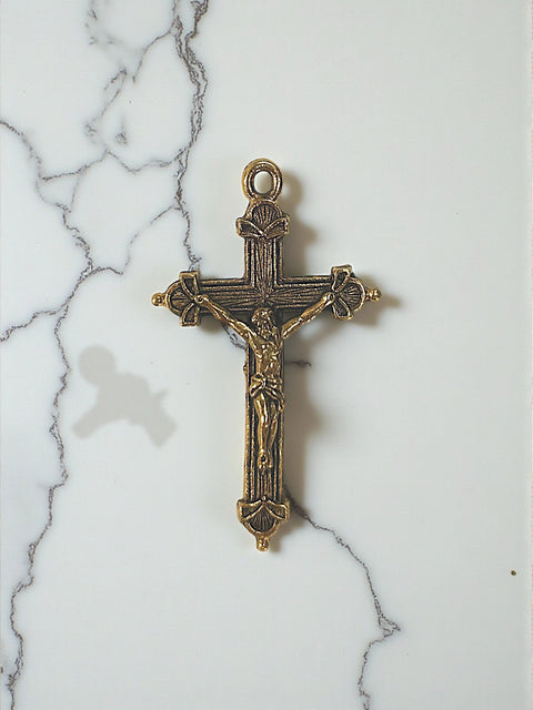 Rustic Gold Pewter Crucifix Charm Pendant – Handcrafted Religious Jewelry | Made in USA Michelle Marie Boutique  Charms and Pendants