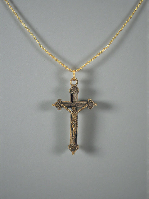 Rustic Gold Pewter Crucifix Charm Pendant – Handcrafted Religious Jewelry | Made in USA Michelle Marie Boutique  Charms and Pendants