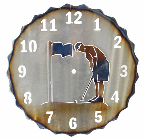 Rustic Golf-Themed Metal Wall Clock – Handcrafted Home Decor | Made in USA Knights Home Decor  item