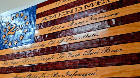 Rustic Hand Chiseled American Flag Wall Decor 33x60 Inch Pine Wood Patriotic Plaque | Made in USA American Grains LLC 