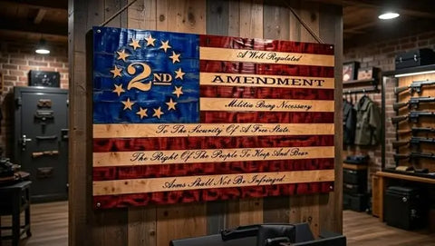Rustic Hand Chiseled American Flag Wall Decor 33x60 Inch Pine Wood Patriotic Plaque | Made in USA American Grains LLC 