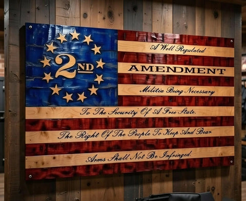 Rustic Hand Chiseled American Flag Wall Decor 33x60 Inch Pine Wood Patriotic Plaque | Made in USA American Grains LLC 