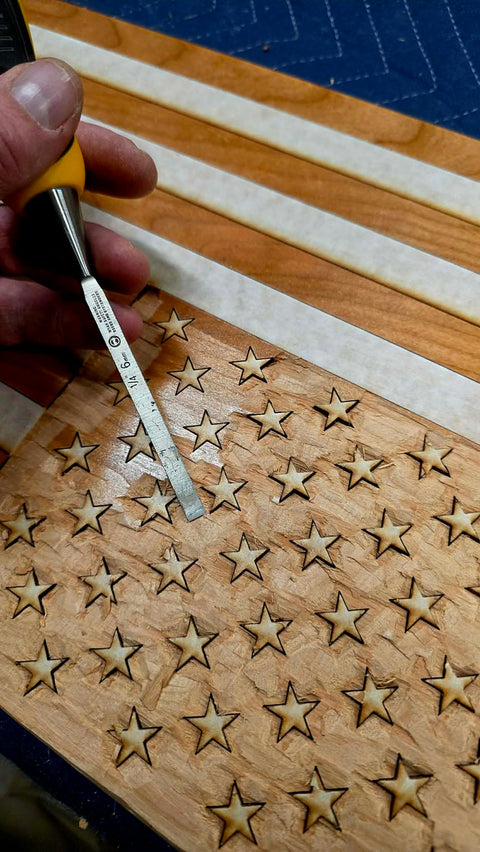 Rustic Hand Chiseled American Flag Wall Decor 33x60 Inch Pine Wood Patriotic Plaque | Made in USA American Grains LLC 