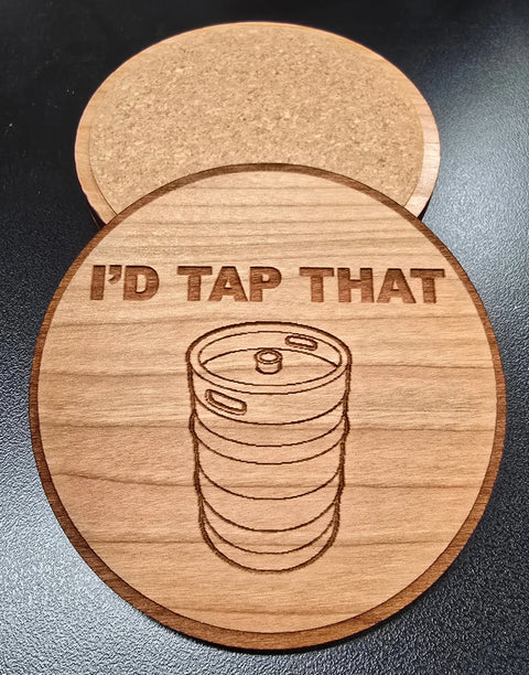 Rustic Hardwood Coaster Set 3.5 Inch Diameter – Laser Engraved Barware | Made in USA – Set of 4, 12, or 20 American Grains LLC 