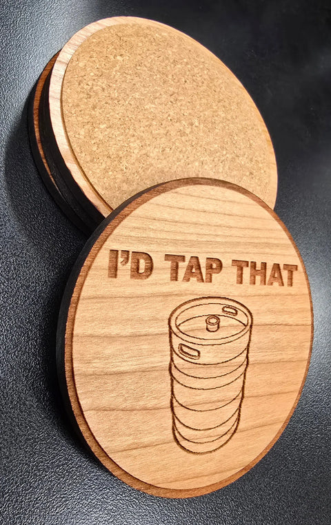 Rustic Hardwood Coaster Set 3.5 Inch Diameter – Laser Engraved Barware | Made in USA – Set of 4, 12, or 20 American Grains LLC 
