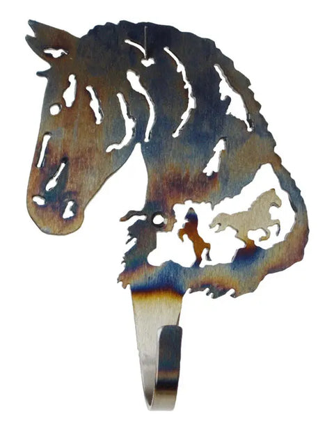 Rustic Horse Silhouette Coat and Towel Hook – Handcrafted Steel Wall Mount | Made in USA Knights Home Decor  item