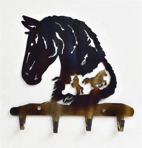 Rustic Horse Silhouette Metal Key Rack – Handmade Wall Organizer | Made in USA Knights Home Decor  item