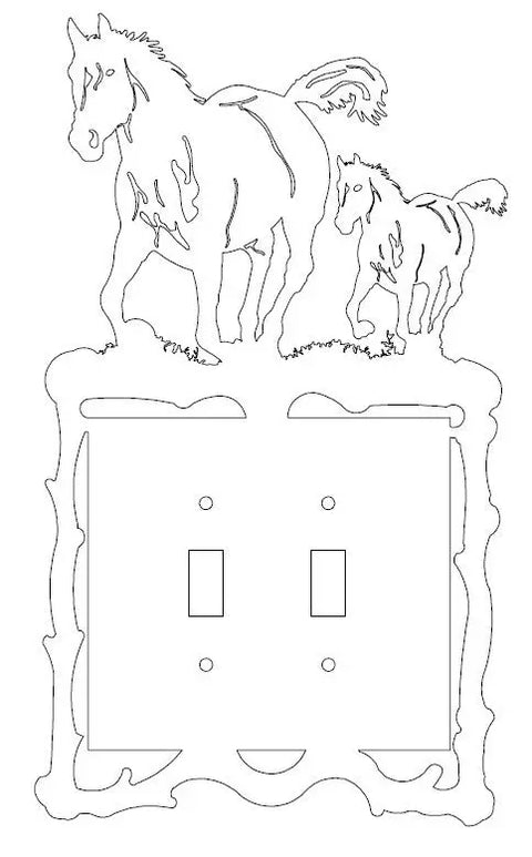 Rustic Horse and Colt Metal Light Switch Cover – Handcrafted Wall Decor | Made in USA Knights Home Decor  item