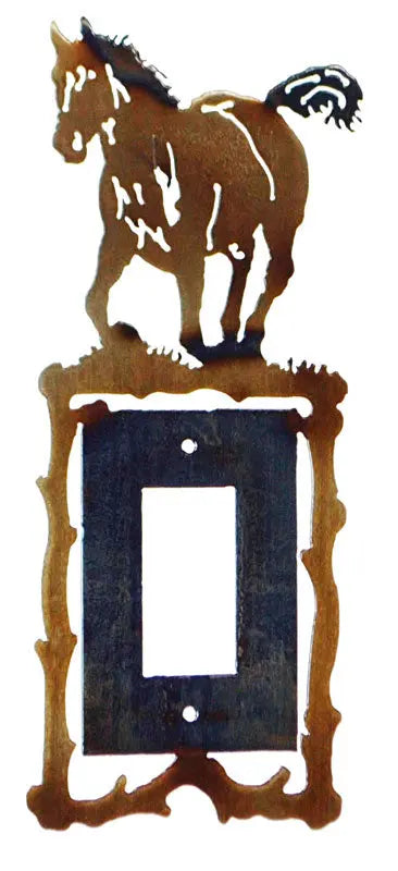 Rustic Horse and Colt Metal Light Switch Cover – Handcrafted Wall Decor | Made in USA Knights Home Decor  item