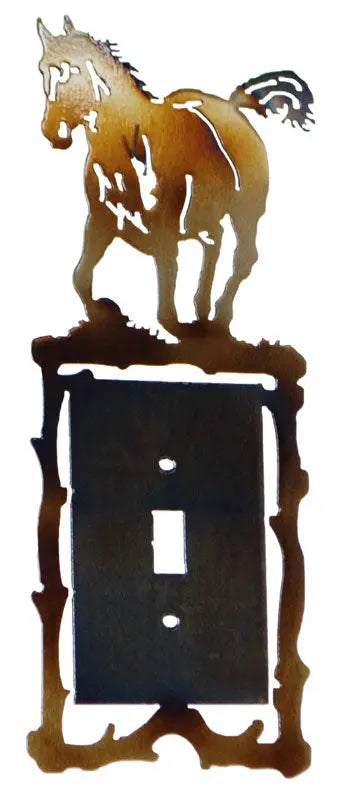 Rustic Horse and Colt Metal Light Switch Cover – Handcrafted Wall Decor | Made in USA Knights Home Decor  item