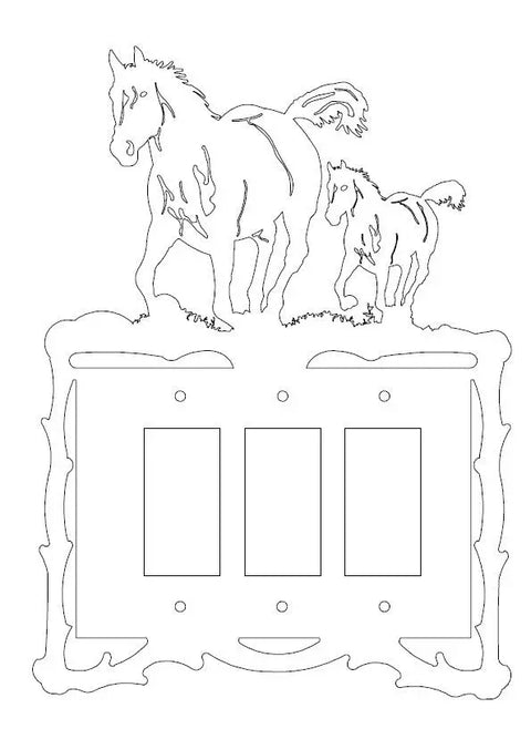 Rustic Horse and Colt Metal Light Switch Cover – Handcrafted Wall Decor | Made in USA Knights Home Decor  item