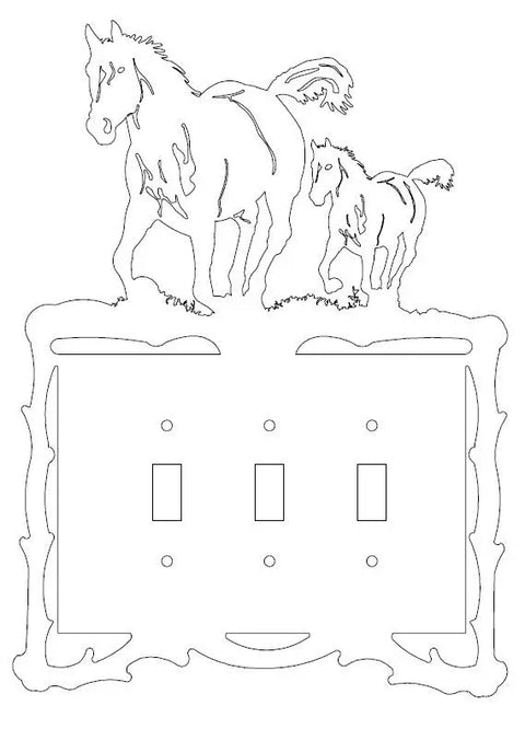 Rustic Horse and Colt Metal Light Switch Cover – Handcrafted Wall Decor | Made in USA Knights Home Decor  item