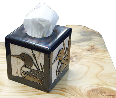 Rustic Loon Duck Tissue Box Cover – Handcrafted Decorative Square Tissue Holder | Made in USA Knights Home Decor  item