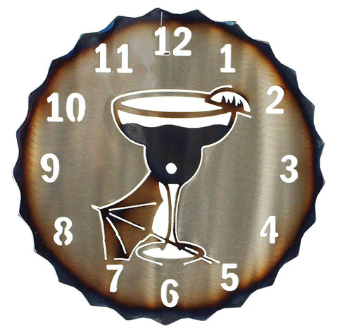 Rustic Margarita Wall Clock – Unique Cocktail Decor – Handcrafted Metal Art | Made in USA Knights Home Decor  item