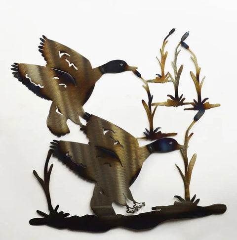 Rustic Metal Ducks Wall Art – Handcrafted Nature Scene Decor | Made in USA Rustic Finish Knights Home Decor  item