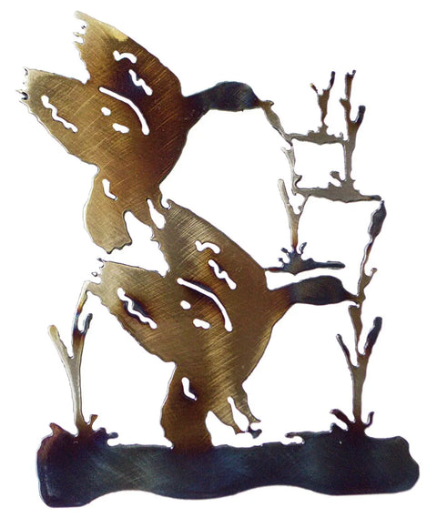 Rustic Metal Ducks Wall Art – Handcrafted Nature Scene Decor | Made in USA Rustic Finish Knights Home Decor  item