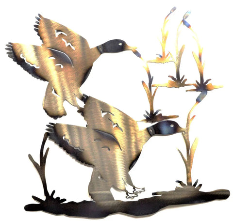 Rustic Metal Ducks Wall Art – Handcrafted Nature Scene Decor | Made in USA Rustic Finish Knights Home Decor  item