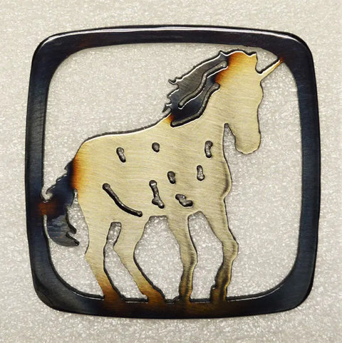 Rustic Metal Unicorn Coaster – Handcrafted Heat-Resistant Drink Protector | Made in USA Knights Home Decor  item