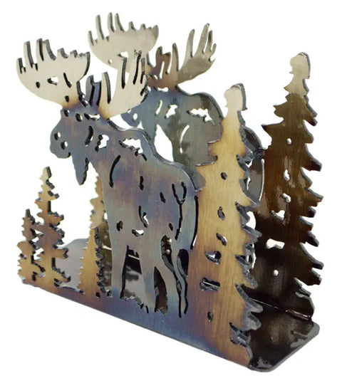 Rustic Moose Napkin Holder – Handcrafted Forest Design Table Accessory | Made in USA Knights Home Decor  item