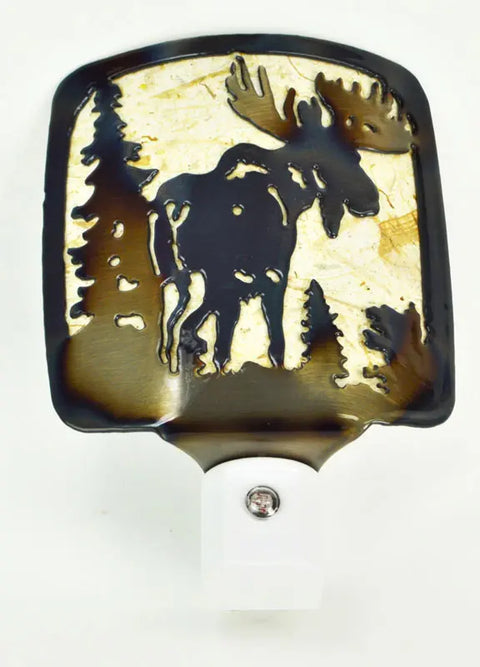 Rustic Moose Night Light – Handcrafted LED Wildlife Decor | Veteran-Owned USA-Made Accent Lamp Knights Home Decor  item