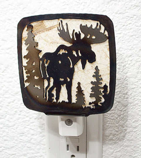 Rustic Moose Night Light – Handcrafted LED Wildlife Decor | Veteran-Owned USA-Made Accent Lamp Knights Home Decor  item