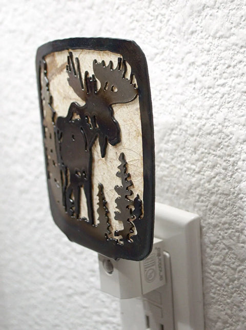 Rustic Moose Night Light – Handcrafted LED Wildlife Decor | Veteran-Owned USA-Made Accent Lamp Knights Home Decor  item