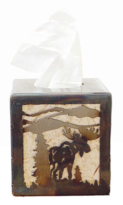 Rustic Moose Tissue Box Cover – Handmade Wildlife Decor for Cabin or Home | Made in USA Knights Home Decor  item