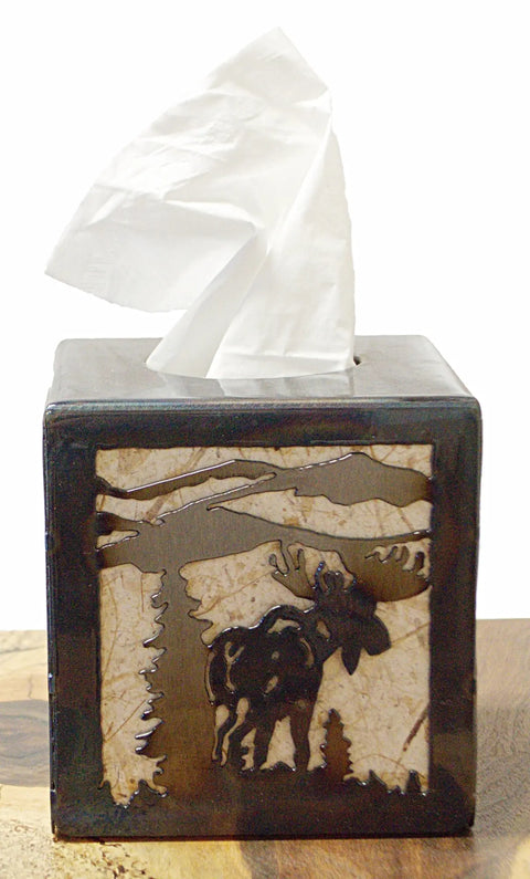 Rustic Moose Tissue Box Cover – Handmade Wildlife Decor for Cabin or Home | Made in USA Knights Home Decor  item