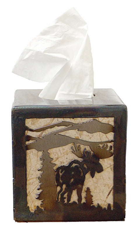 Rustic Moose Tissue Box Cover – Handmade Wildlife Decor for Cabin or Home | Made in USA Knights Home Decor  item
