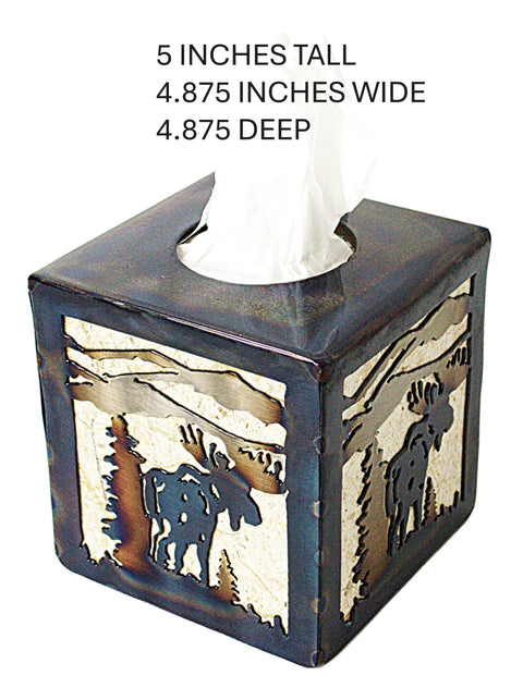 Rustic Moose Tissue Box Cover – Handmade Wildlife Decor for Cabin or Home | Made in USA Knights Home Decor  item