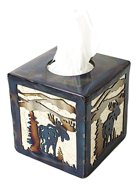 Rustic Moose Tissue Box Cover – Handmade Wildlife Decor for Cabin or Home | Made in USA Knights Home Decor  item