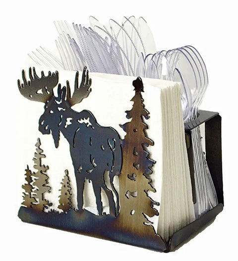 Rustic Moose Utensil Organizer – Handcrafted Metal Kitchen Holder | Made in USA Knights Home Decor  item
