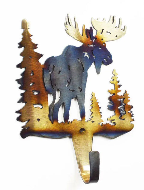 Rustic Moose Wall Hook – Handcrafted Steel Coat and Towel Hanger – Nature Inspired Decor | Made in USA Knights Home Decor  item