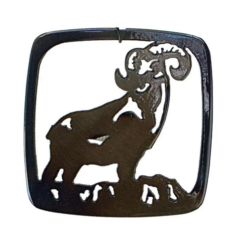 Rustic Mountain Sheep Cast Iron Coaster – Handmade Home Accent | Made in USA Knights Home Decor  item