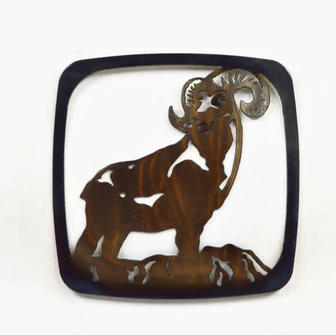 Rustic Mountain Sheep Metal Trivet – Handcrafted Hot Plate Kitchen Decor | Made in USA Knights Home Decor  item