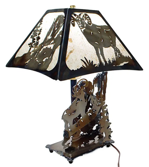 Rustic Mountain Sheep Table Lamp – Handcrafted American Accent Lighting | Made in USA Knights Home Decor  item