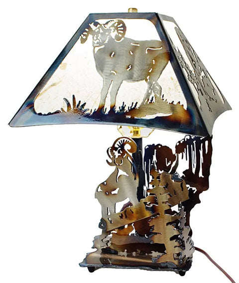 Rustic Mountain Sheep Table Lamp – Handcrafted American Accent Lighting | Made in USA Knights Home Decor  item