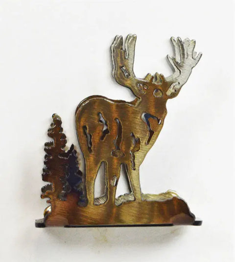 Rustic Mule Deer Metal Cocktail Napkin Holder – Handcrafted Bar Accessory | Made in USA Knights Home Decor  item