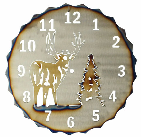 Rustic Mule Deer Metal Wall Clock – Outdoor Nature Decor | Handcrafted in USA Knights Home Decor  item