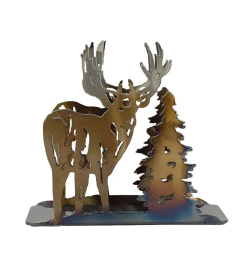 Rustic Mule Deer Napkin Holder Metal Silhouette – Handcrafted Kitchen Decor | Made in USA Knights Home Decor  item