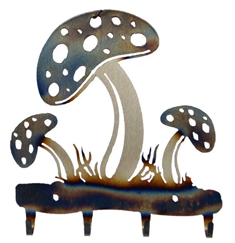 Rustic Mushroom Metal Key Holder Rack – Handcrafted Entryway Organizer | Made in USA Knights Home Decor  item