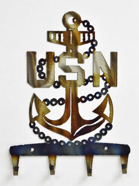 Rustic Navy Anchor Key Holder – Heavy-Duty Metal Rack for Wall Organization | Made in USA Knights Home Decor  item