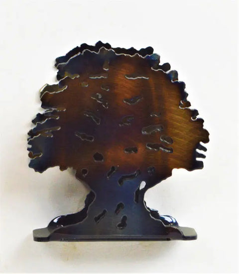 Rustic Olive Tree Cocktail Napkin Holder – Handcrafted Metal Design | Made in USA Home Bar Accent Knights Home Decor  item