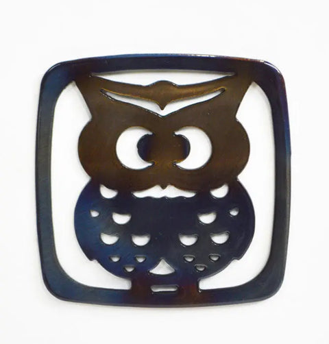 Rustic Owl Metal Coaster – Handcrafted Durable Drink Protector | Made in USA Home Decor Knights Home Decor  item