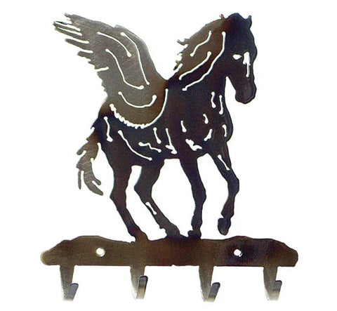 Rustic Pegasus Wall Mounted Key Holder – Handcrafted Metal Art Organizers | Made in USA Knights Home Decor  item