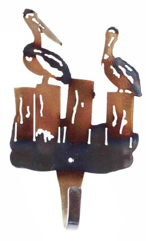 Rustic Pelicans Wall Hook – Handcrafted Steel Coat and Towel Hanger | Made in USA Knights Home Decor  item