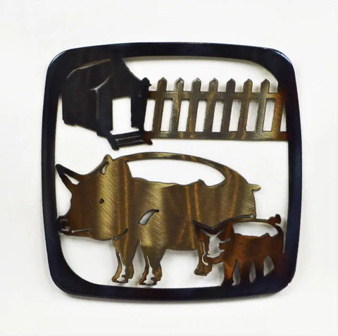 Rustic Pig Farmhouse Trivet – Heat-Resistant Metal Hot Plate | Handmade in USA Kitchen Decor Knights Home Decor  item