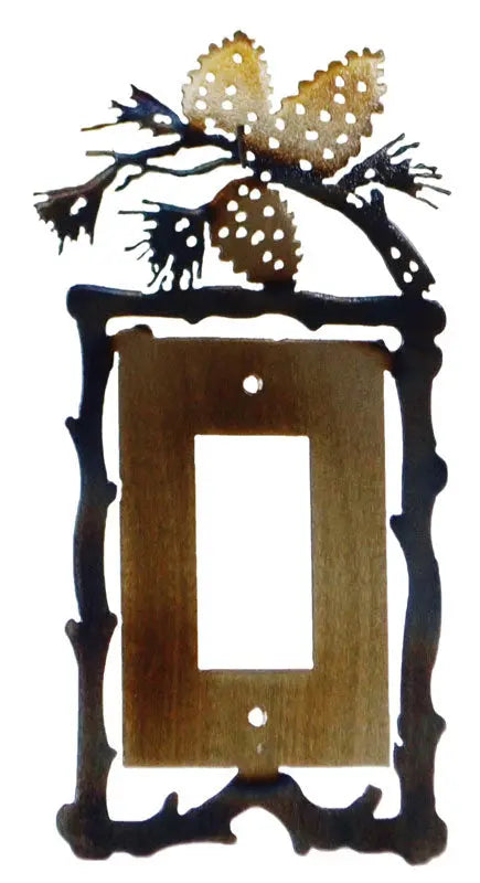 Rustic Pine Cone Toggle Switch Plate – Handmade Wall Cover Decor | Made in USA Cabin Style Knights Home Decor  item