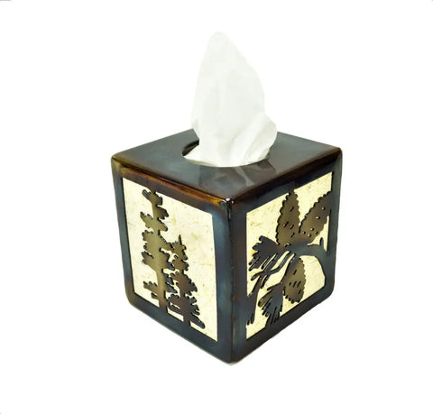 Rustic Pine Cones Tissue Box Cover – Handcrafted Cabin Decor Accent | Made in USA Knights Home Decor  item