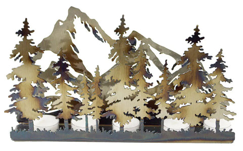 Rustic Pine Tree Metal T-Light Candle Holder – Cabin Decor | Made in USA Knights Home Decor  item